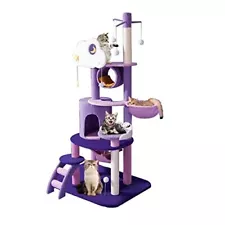 Multi-Level Cat Tower, Cute Purple Cat Tree for Large Cats 67 Inches Cat Cond...