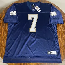 NOTRE DAME FIGHTING IRISH MENS REPLICA #7 FOOTBALL JERSEY! ADIDAS SIZE XL NWT!