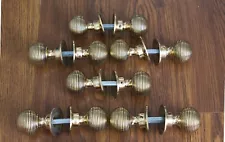 SOLID BRASS DOOR KNOBS - SET OF 6 PAIRS "BEEHIVE" STYLE