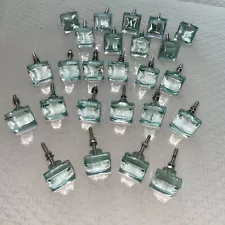 VINTAGE Glass Knobs SQUARE MIRROR Pulls For Dresser Drawers Doors Lot Of 25