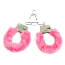 Furry Fuzzy Costume Handcuffs Metal Wrist Cuffs Soft Bachelorette Hen Party