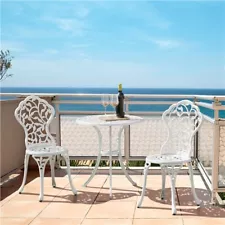 3 Piece Patio Bistro Table Set Outdoor Furniture Antique Aluminium Chair Used