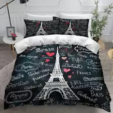 Paris Eiffel Tower Quilt Duvet Cover Set Children Bedroom Decor Full Doona Cover