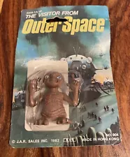 Vintage 1982 VISITOR FROM OUTER SPACE JAR Sales ET Knock-off 80s Toy E.T on Card