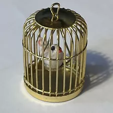 Metal Bird Cage With A Fixed White Bird For Dolls House Pet