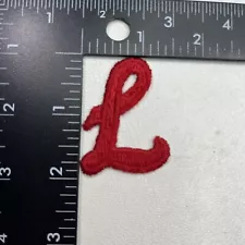 LETTERS ~ Red Script 2" Letter "L" Patch Embroidered Appliqué Initial 62E2