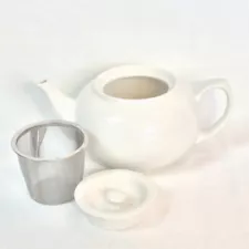 Ceramic Teapot (White) - PersonaliTEA New Teaware Filter Basket 