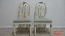 2 Lexington Furniture Paint Decorated Balloon Back French Dining Side Chairs A