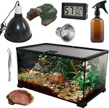 Reptile Glass Terrarium Kit (8 Pieces) Amphibian Tank Starter Kit 12"x8"x6"