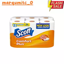 Scott ComfortPlus Toilet Paper, 12 Double Rolls,231 Sheets per Roll, Septic Safe