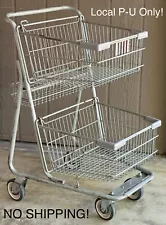 Small Gray Painted Steel Shopping Cart With 3 Baskets: 2 Large 1 Small LOCAL P-U