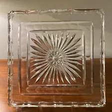 VTG Shannon Godinger Lead Crystal 10" Square 6” High Pedestal Cake Plate Stand