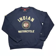 Indian Motorcycle Sweatshirt Men XL Raglan Sleeves Heavyweight Pullover Navy