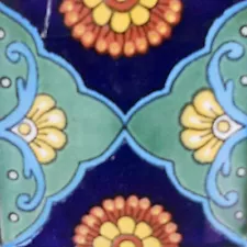 C#095)) MEXICAN TILE SAMPLE WALL FLOOR TALAVERA MEXICO CERAMIC HANDMADE POTTERY