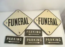 Vintage Funeral Parking Sign Lot Metal Pole Directionals Signage 6 Different