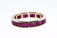 $4,000 14K YELLOW GOLD 2.98CT NATURAL AFRICAN RED RUBY ETERNITY DINNER RING