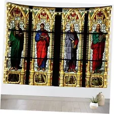 Cathedral Stained Glass Window Tapestry Vintage Church 82.7" x 59.1" T1-A14255