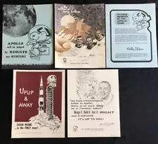 Lot (5) Vintage NASA Snoopy Manned Flight Awareness Posters 8” x 10 1/2”