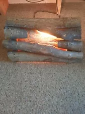 Vintage Light Up Fireplace Real Logs Fire Electric XMAS Lights And Turns