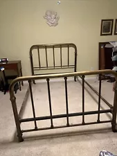 Antique Early 1900s Brass Bed Frame With Rails And Cross Bars Full / Double Size