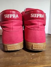 Supra FTWR CO Old School Retro High Top Sneakers Red Canvas Mens