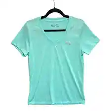 Under Armour Tech Twist V-Neck Loose Heatgear T-Shirt Size M Turquoise Women's