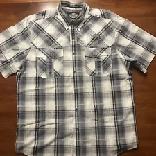 Harley Davidson Men's XL Genuine Motor Clothes Black Plaid Short Sleeve Shirt