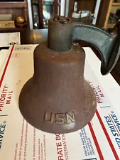 Unrestored US Navy WW2 Era Cast Iron Ship Quarter Deck Bell, No Striker, 20lbs