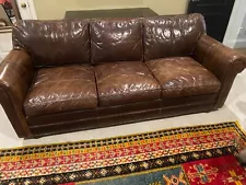 RESTORATION HARDWARE LANCASTER LEATHER QUEEN SLEEPER SOFA