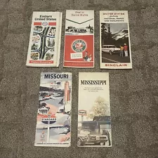 5 Highway Road map Car Auto Travel standard Texaco Sinclair Esso Oil US MO & MS