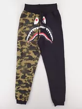 A Bathing Ape Joggers Mens Small Black Green Woodland Camo Shark BAPE WGM Sweats