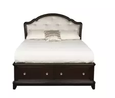 Upholstered Panel Bed with Two Drawers