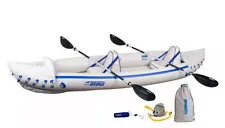 Sea Eagle SE370 Inflatable 2-3 person Kayak Pro Package with Trolley