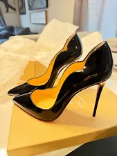 Christian Louboutin Hot Chick 100 Patent Red Sole High-Heel Pumps for sale black