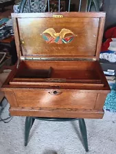 Antique Oak Tool Box--Late 1800's-Early 1900" Awesome ANTIQUE TOOLBOX w/eagle