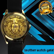 Best Sale!! Medusa logo Custom Versace New Leather Watch Gold Collection