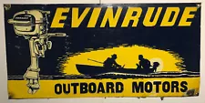 Vintage 1950's Evinrude Outboard Motors 20 x 9 3/4" Tin Advertising Sign