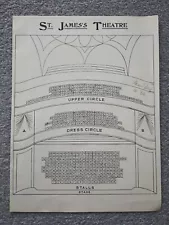 St George's Hall & St James's Theatre Seating Chart - Antique Print - 1910