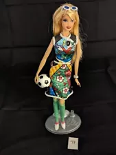 Mattel Barbie Collector Pink Label Romero Britto Barbie Doll Soccer EXCELLENT