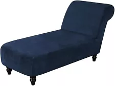 Navy Blue Stretch Velvet Chaise Lounge Slipcover, Soft Machine Washable new