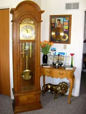 Hamilton Large Grandfather Clock, "Cumberland Model" Solid Chestnut Wood... L@@K