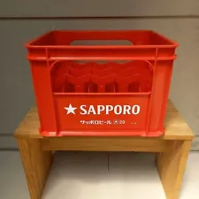 SAPPORO Bottled Beer Empty Case for 20 Bottles Container Red 36 × 45 × 30cm Used