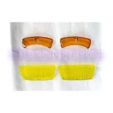 Mercedes W114 W115 Headlight Orange Signal Yellow Fog Lenses Pair