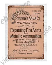 1886 John P. Lovell's Sons Winchester Retailer fire arms ammo metal tin sign