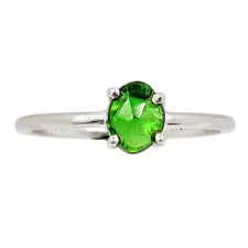 Natural Faceted Green Tourmaline 925 Sterling Silver Ring Jewelry s.9 CR50827