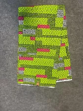 ON SALES 6 YARDS 100% Cotton African Kente Pink And Green Ankara Wax Fabric