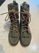 Sperry Top Sider Lace Up Boots High Top Women's Size 8M Green