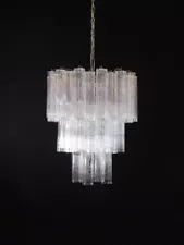 Large three-Tier Venini Murano Glass Tube Chandelier – 48 glasses