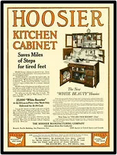 Hoosier Kitchen Cabinet, Hoosier MFG Co. 9” x 12” New Metal Sign