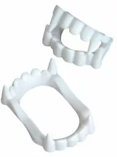 Set of 12 White Economy Plastic Costume Accessory Vampire Werewolf Fangs Teeth